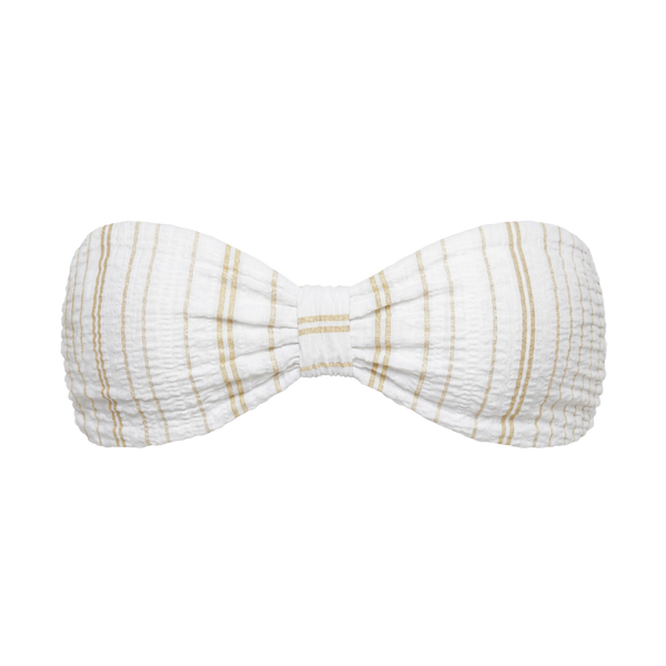 White striped strapless bikini top